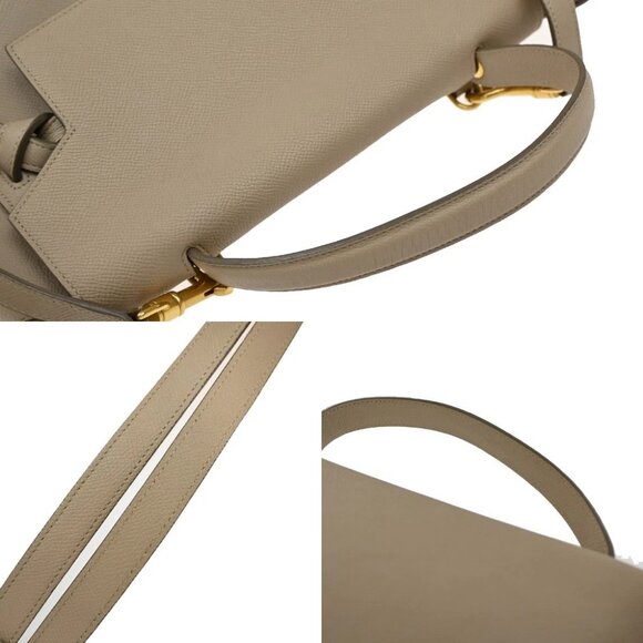 CELINE Logo Belt Bag Mini 2Way Shoulder Hand Bag Leather Beige GHW Italy 42RF556 - Picture 15 of 15